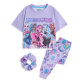 (11-12 Years) Monster High Short Sleeve Long Leg Pyjama Set (Girls Purple)