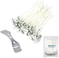 Candle Wicks for Making Candles 50Pcs- 10cm Long Pre-Waxed Wicks with Metal Tabs & 3-Hole Wick Holder - Low Smoke & Longer Burning Time - Perfect for DIY Candles