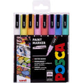 POSCA PC-3M Water Based Permanent Marker Paint Pens Premium Medium Arts Crafts Multi Surface Wood Metal Paper Cardboard Fabric Set of 8Pastel Colours