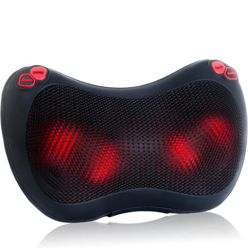 (Black) Portable Shiatsu Back Massager with Heat - Electric Neck and Lower Back Pain Relief Pillow for Men & Women, Full-Body Massage