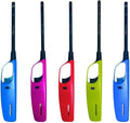 Pack of 5, Multipack Large BBQ Lighters Refillable Safety Gas with Assorted Colours Suitable for Kitchen, Barbecue, Candles, Camping, Cooking, BBQs, Fireworks etc