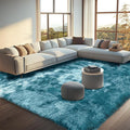 Rugs Living Room - 160x230cm Blue Green Large Rug for Living Room - Ultra Soft Fluffy Shaggy Rugs for Bedroom, Indoor Nursery Carpets for Kids Room Home Decor, Non Shedding, Anti-Slip Backing
