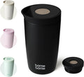 BOTTLE BOTTLE Insulated Travel Mug 350ml Stainless Steel Office Coffee Cup with Push Button Lid Keeps Cold and Hot for 8 Hours (Black)