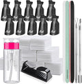 FANDAMEI Gel Polish Remover Kit with 500pcs Lint Free Wipes, Soak Off Nail Clips for Nail Gel Remover, Acrylic Nail Remover Kit with Nail Files Buffer Cuticle Pusher Pump Bottle Dispenser, Black