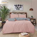REHAN & CO Kingsize Duvet Cover Sets – Soft Brushed Microfiber Bedding – Reversible Quilt Cover With Pillow Cases (Blush/Grey)