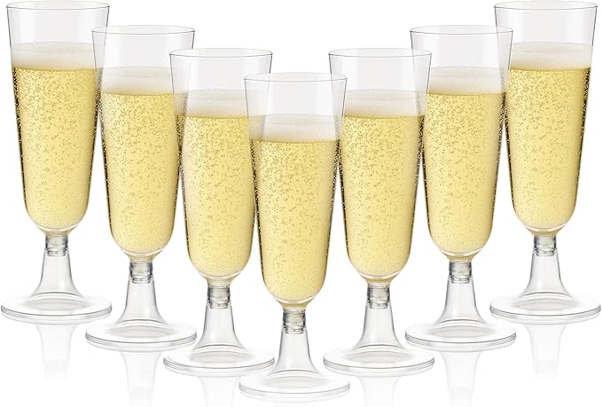 20 Pcs Champagne Flutes, Reusable Plastic Champagne Flutes Cups, Transparent Cups for Parties, Weddings, Birthdays Reusable - 150ml