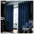 (Blue, 90" x 90" (228cm x 228cm)) Velvet Curtains Eyelet Ring Top Ready Made Lined Pair Panel