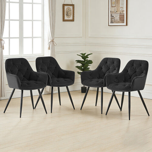 (Set of 4 chairs, Black) 2/4 Dining Chairs Velvet Chairs home & restaurants