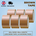 (6 Pack) Strong Packing Tape, Brown Tape for Shipping, Moving Storage Cartons, Boxes 48mm x 66m
