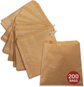200 x Strung Kraft Paper Bags (12 x 12 inch) – Brown Paper Bags for Food, Lunch, Gifts, Groceries, Sandwiches & Takeaway | Greaseproof & Eco-Friendly Fruit Bag | Recyclable Extra Large Brown Bag