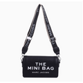 (black) Fashion Trend Letter Small Square Bag Hundred Solid Colours Shoulder Crossbody Women's Bag