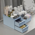 Makeup Organizer Storage Drawers, Large Capacity Cosmetic Organisers for Lipsticks, Jewelry, Nail Care, Skincare Organiser for Vanity, Ideal Desk Organizer for Dresser and Bathroom (Blue)