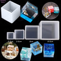 4pcs/set DIY Silicone Pendant Mold Jewelry Making Cube Resin Casting Mould Craft Tool Crystal Epoxy Square Cube Mold