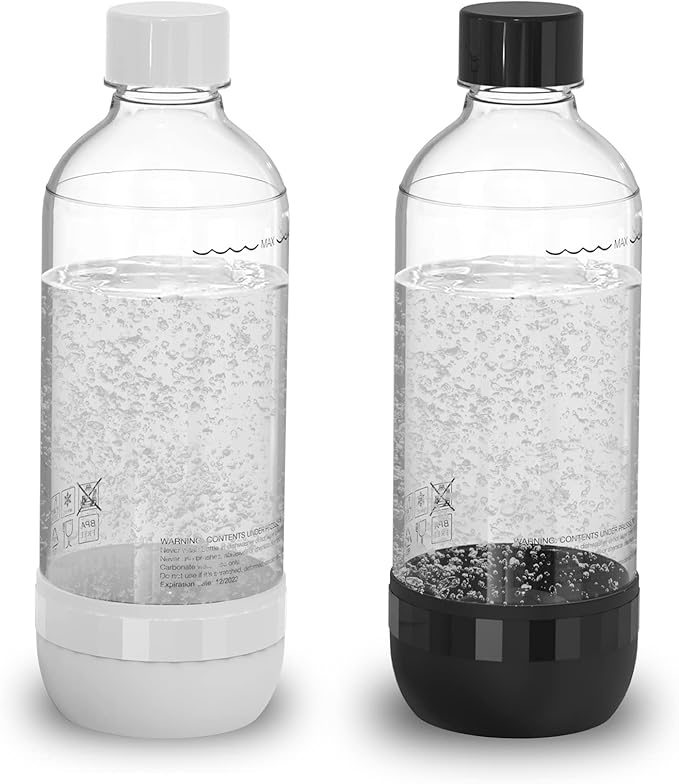 Soda Bottle, Suitable for Carbonated Water and Sparkling Water, BPA Free, Reusable and Filled Food Grade PET Plastic Made Soda Water Bottle (2 Pack, 2 * 1 Liter)