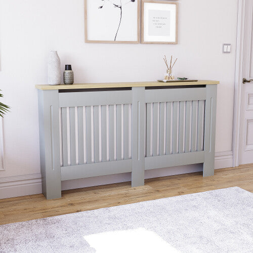 (Large) Arlington Radiator Cover Heating Cabinet Grey Oak