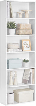 VASAGLE Bookcase, 6-Tier Bookshelf, Open Storage Shelf, Shelving Unit, 24 x 60 x 178.5 cm, for Living Room, Home Office, Dinning Room, Cloud White LBC169T14
