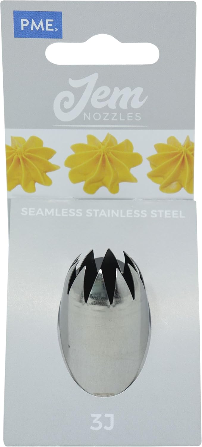PME JEM Large Curved Star Savoy Piping Nozzle no. 3J, Silver