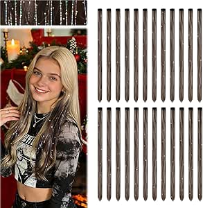 Dreamlover Brown Hair Extensions for Girls, Kids Hair Extensions Clip in with Tinsel, Hairpieces for Women, 24 Pieces