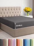 King Fitted Bed Sheet 150x200x40cm - Extra Deep Fitted Sheet for Mattresses up to 40 cm (16") - Soft Brushed Microfiber - Wrinkle, Shrinkage & Fade Resistant - OEKO-TEX - Dark Grey - Bottom Sheet