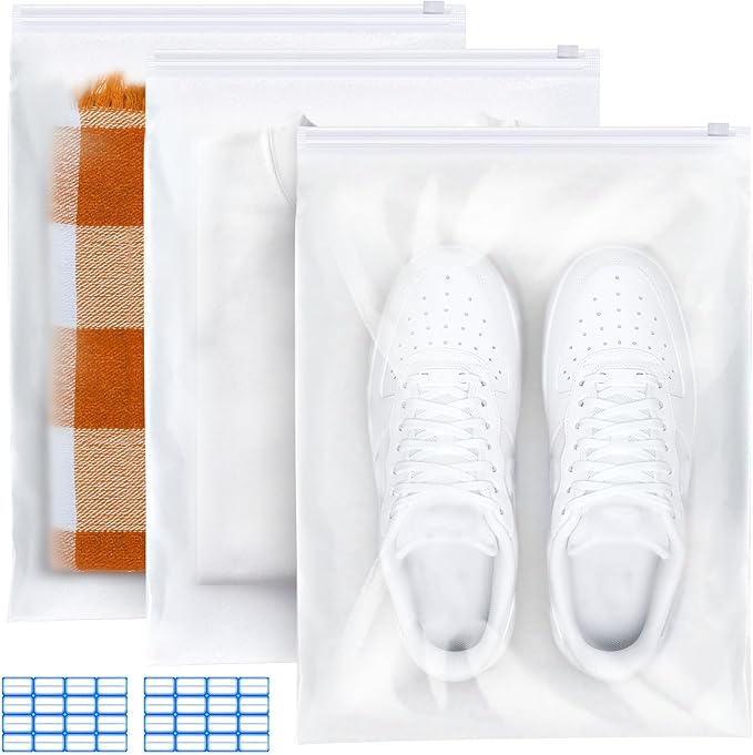 Reusable Zip Lock Bags, 30pcs 40x30cm Plastic Travel Storage Bags Organiser No Holes Hospital Bag Organiser Pouches Frosted Waterproof ziplock bags for Clothes,Shoes,Cosmetics,Suitcase
