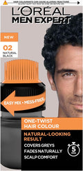 L'Oreal Paris Men Expert One Twist Hair Colour, Black Hair Dye For Men. Mens Hair Dye For Men Dying Hair To Cover Grey Hair, Gives Quick Natural Looking Results - Shade 2 Natural Black