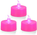 12 Pack LED Tea Lights, not Flickering, Pink Light, Pink Base[Energy Class A]