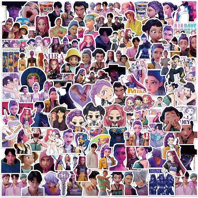 100-Pack Anime Idol Movie Stickers – Glossy Waterproof Vinyl, 6 cm – Pop-Fantasy Characters, Concert & Battle Scenes for Journals, Laptops & Water Bottles