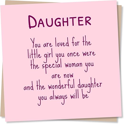 Birthday Card for Daughter - Heartfelt Message - From Mum, Dad, Parents - Pink Design - Made in UK