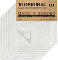 SUPERSCANDI 10 Pack Reusable Cleaning Cloths - 100% Biodegradable & Compostable | Washable Swedish Dishcloth - Food-Safe & Plastic-Free | Kitchen Cloth Suitable for Any Surface, White