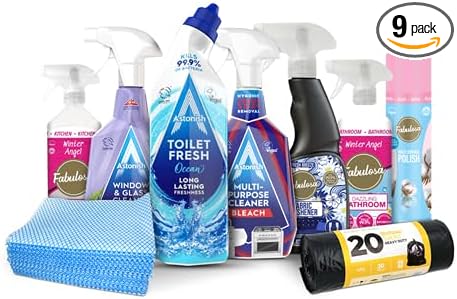 9 Piece Sunday Blitz Cleaning Bundle All-in-One Home Cleaning Kit Perfect for Kitchen Bathroom Windows & General Surfaces