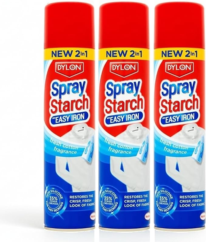 Starch Spray for Ironing, 2 in 1 3x300ml – Easy Iron Laundry Spray, Crisp Fresh Clothes, Strengthens Fabrics, Reduces Creases, Restores Shape & Adds Long-Lasting Freshness