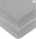 2 x Cot Fitted Sheets 120x60cm - 100% Cotton, Soft breathable baby cot sheets (Gray)