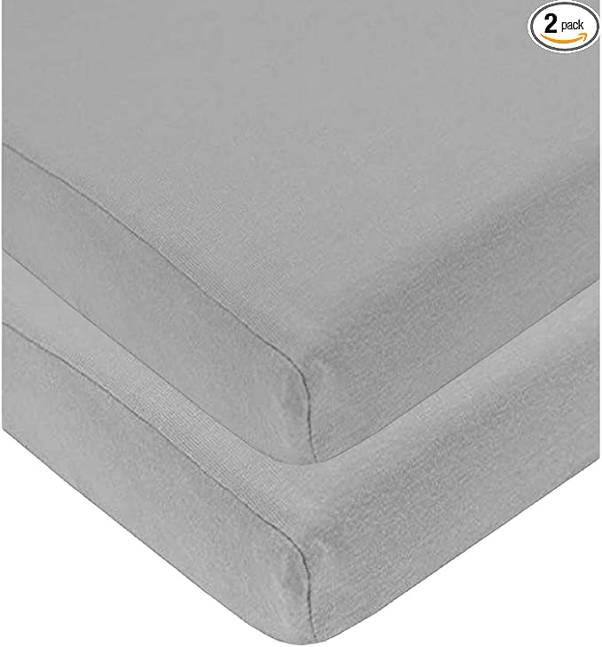 2 x Cot Fitted Sheets 120x60cm - 100% Cotton, Soft breathable baby cot sheets (Gray)