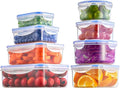 D.Perlla Food Containers, Lunch Box, 8 Pieces Plastic Airtight Food Storage Containers, with Lids, Leak Proof, Microwave and Freezer Safe, BPA Free Food Containers(8 Containers and 8 Lids)
