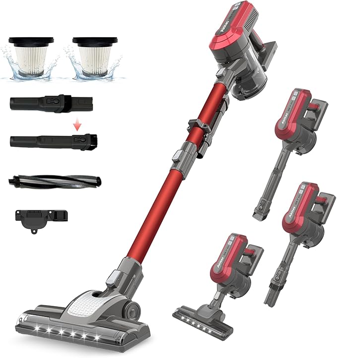 Akitas V10 Cordless Vacuum Cleaner - 450W Strong Power, Up to 30kPa Suction Power, 2.15kg Ultra lightweight, Max 50 Mins Run-time, Easy Storage Mounting Set, Great for Pet Hair Carpets & Hard Floors