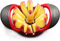 Easy Grip Apple Corer Slicer-Divider-Cutter-Wedger, Ergonomic Rubber Grip Handle, 12-Blades(Red Black)