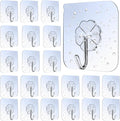 30 Pcs Sticky Hooks for Hanging, Transparent Self Adhesive Hooks for Wall, Bathroom, Kitchen