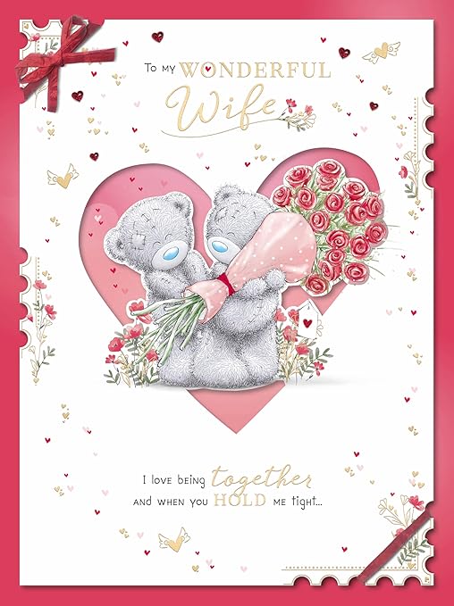 Me to You Tatty Teddy Luxury Boxed Handmade Valentine's Day Card 'To my Wonderful Wife' 12 x 9" - Official Collection
