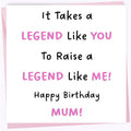 Printperfect mum birthday cards, happy birthday mum legend card, funny mum cards from son or daughter (Pink Envelope)