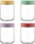 4Pack Glass Overnight Oats Jars with Leak-proof Lids - 500ml/16OZ- Stackable Jam Jar - Pickling, Canning, Preserving for Kitchen Food Storage Container