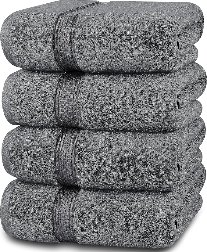 Utopia Towels - 4 Piece Bath Towels Set (69 x 137 CM) - Premium 100% Ring Spun Cotton - Quick Dry, Highly Absorbent, Soft Feel Towels, Perfect for Daily Use (Grey)