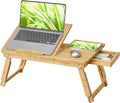 SONGMICS Laptop Table Laptop Stand Breakfast Tray Folding Legs Bed Sofa Height Adjustable for up to 15.6 inch Laptops (61-68.3) x 34.9 x (22.5-32) cm Natural LLD01N