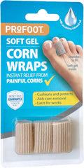 Profoot Soft Gel Corn Wraps - Instant Relief from Painful Corns - Cushions and Protects - Contains Soft Gel, Reduces Pressure and Friction - Contains 3 Washable & Reusable Toe Wraps