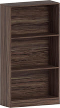 Vida Designs Cambridge 3 Tier Medium Bookcase, Walnut Wooden Shelving Display Storage Unit Office Living Room Furniture