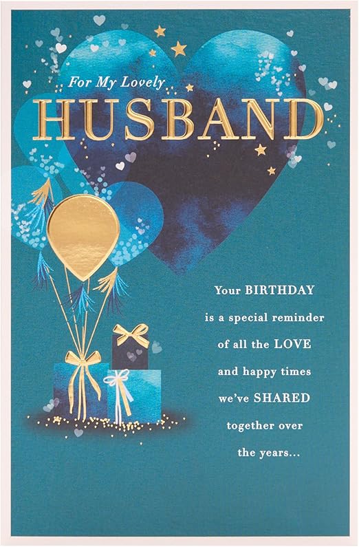 UK Greetings Birthday Card for Husband - Blue Heart Design - Thinking of You Range