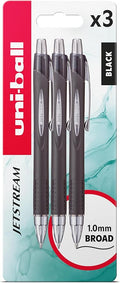 uni-ball SXN-210 RT Jetstream Black Rollerball Pens - Extremely Smooth Writing, Drawing, Art, Colouring, Note Taking, Journaling. Ink Dries Instantly. Does Not Smudge. Retractable Ballpoint - 3 Pack