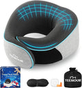 Travel Pillow for Adults,Memory Foam Airplane Pillow with 360 °Neck Support, Includes Storage Bag, Eye Mask, Ear Plugs, Adjustable Travel Pillow for Long Flights,Train,Car & Business Trips(Grey)