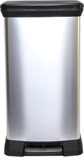 CURVER Metal Effect 70% Recycled Kitchen Pedal Touch Deco Bin 50 Litres - Silver