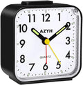 Analog Alarm Clock, Silent No Ticking Alarm Clock with Light, Snooze, Battery Operated, Loud Alarm, Luminous, Portable Clock, Quiet Small Travel Clock for Deep Sleeper