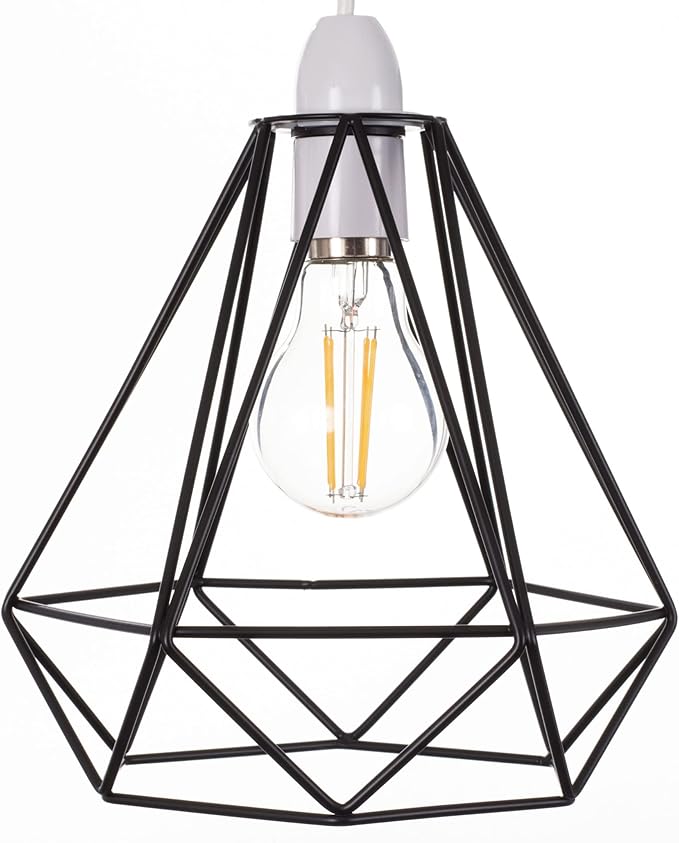 Giggi Black Ceiling Light Wire Basket Metal Basket Pendant Lighting Ceiling Light Shade, Ceiling Fitting Light & Industrial Style Light for Indoor Pendant Light Shade lamp Shade